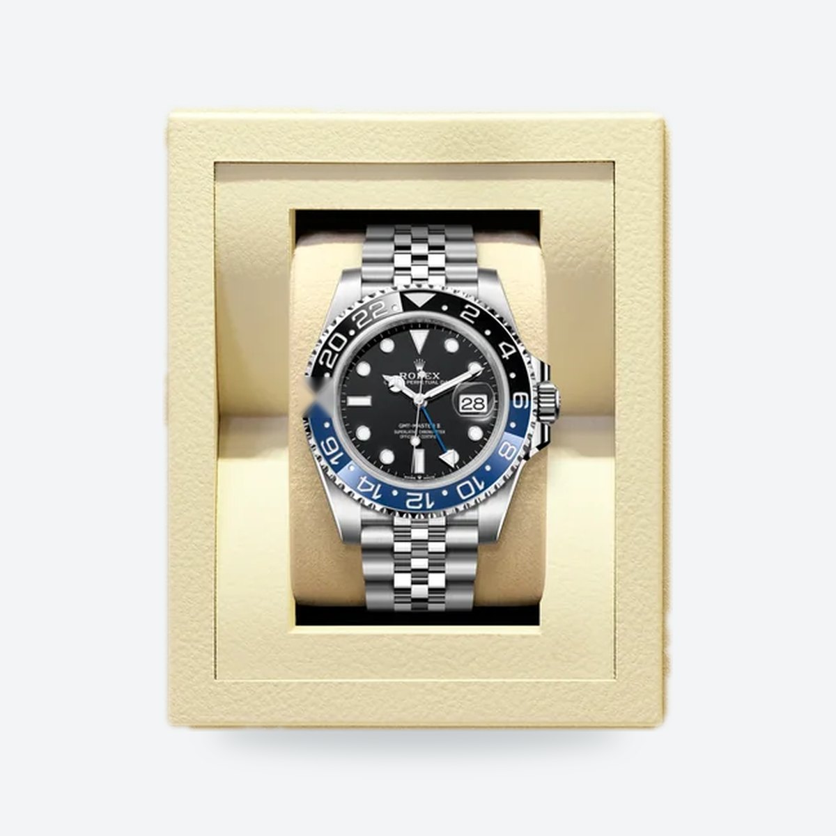 Men's 40mm Automatic GMT Watch, Two-Tone Bezel, Black Dial, view 8