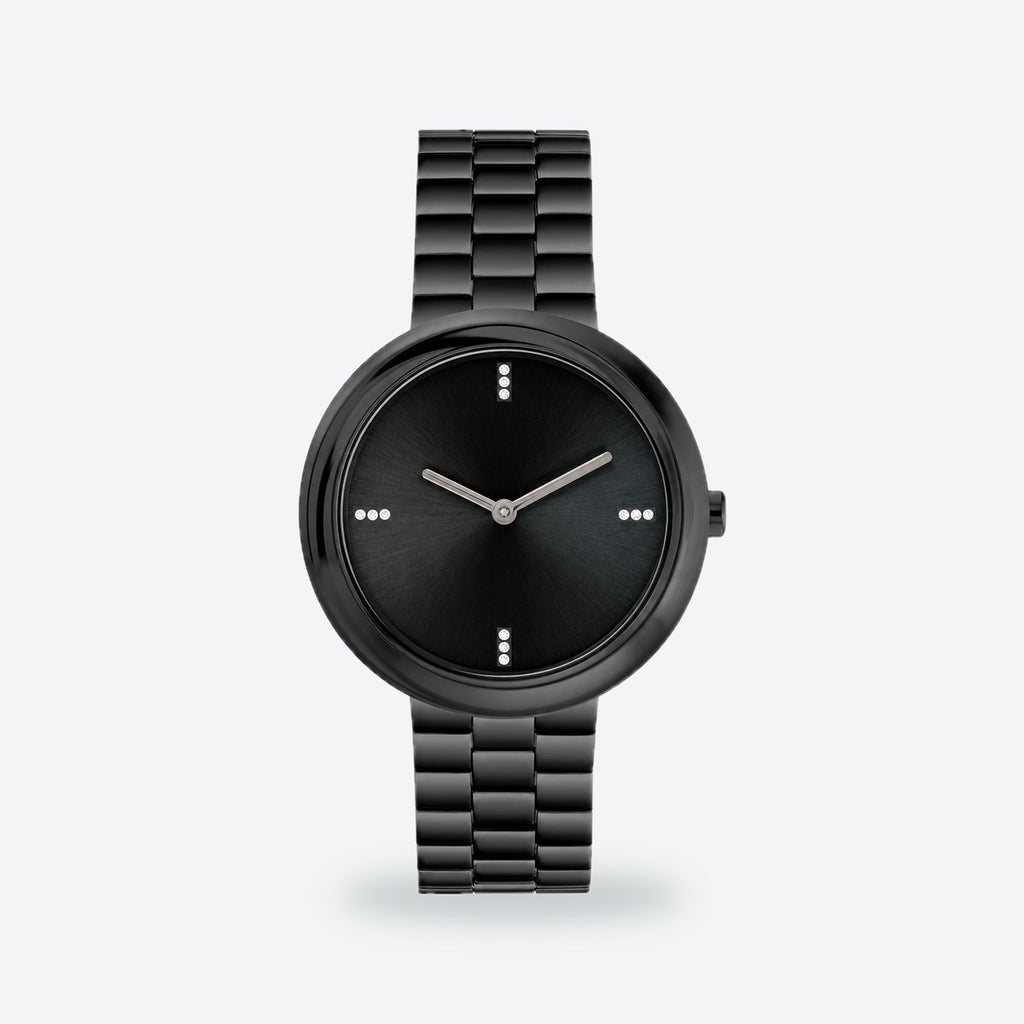 Women's 34mm Cherry Dial Watch, Black dial / Black