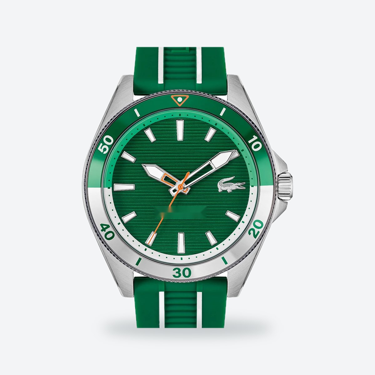 Men's 43mm Green Dial Watch, Rubber Strap, view 2