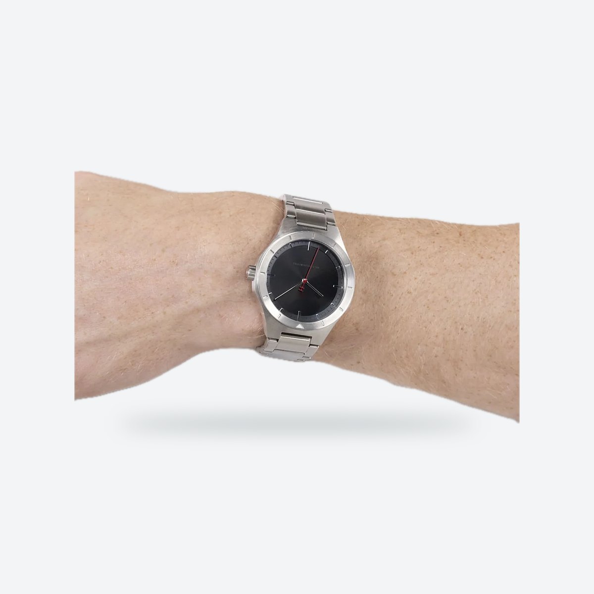 Men's 42mm Black Dial Watch, Steel Bracelet, view 5