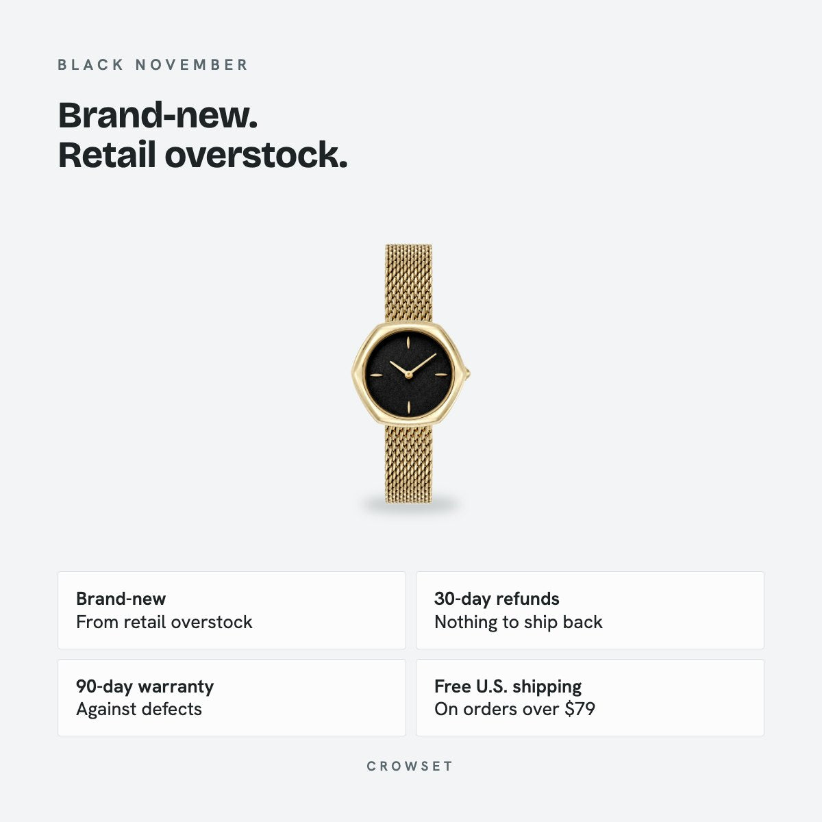 Women's 28mm Black Dial Watch, details