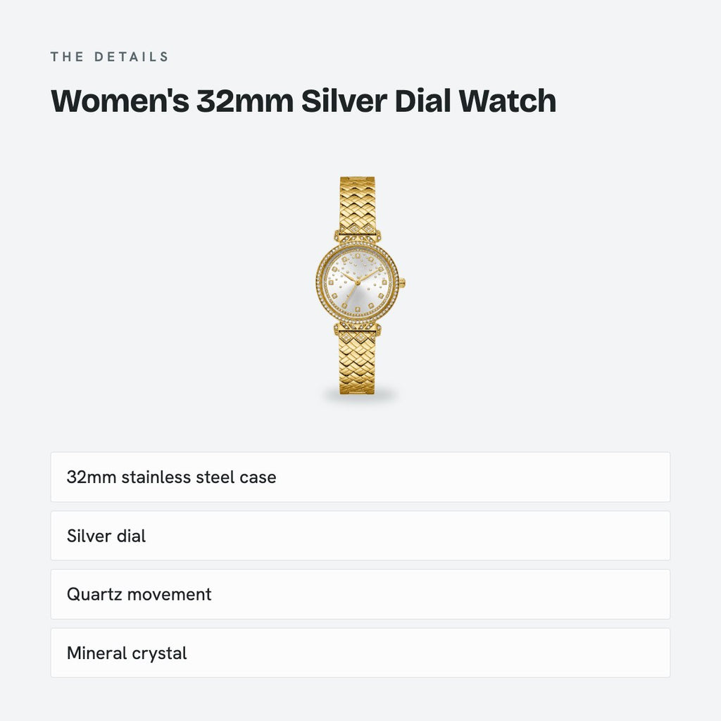Women's 32mm Silver Dial Watch, details