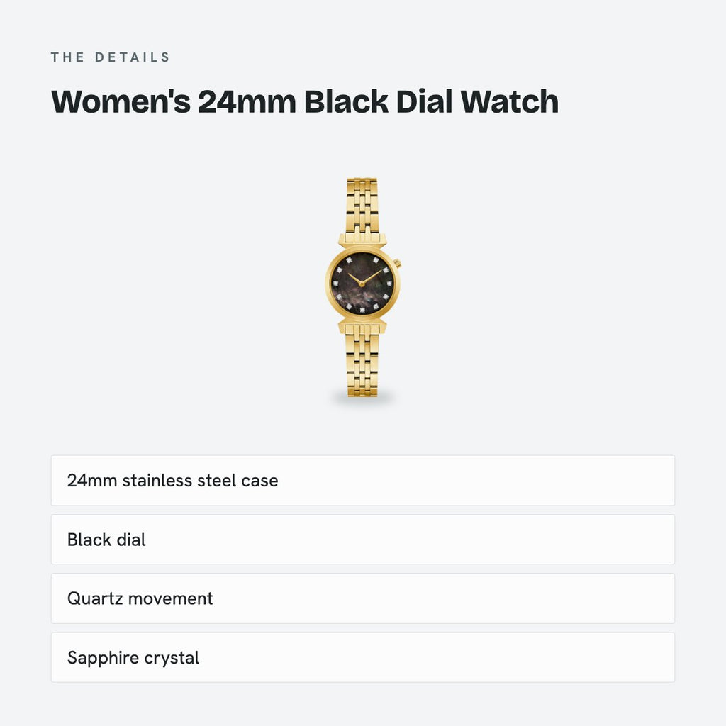 Women's 24mm Black Dial Watch, details