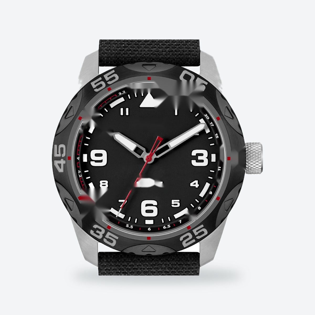 Men's 42mm Black Dial Watch, Nylon Strap, view 2