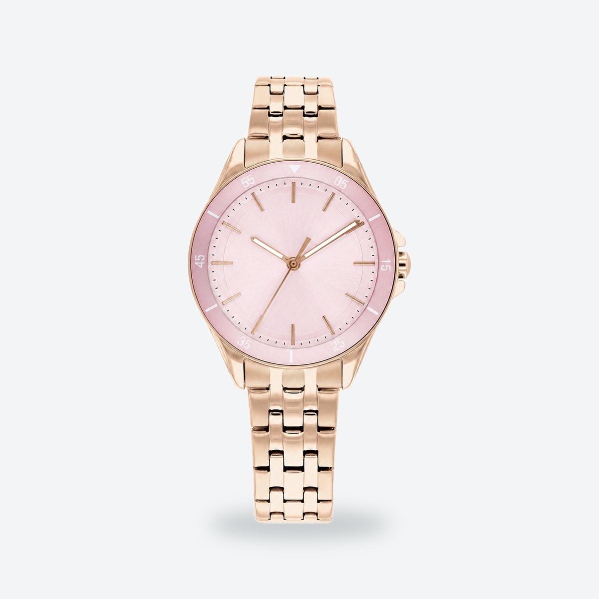 Women's 30mm Pink Dial Watch, Steel Bracelet, Pink dial / Rose gold-tone