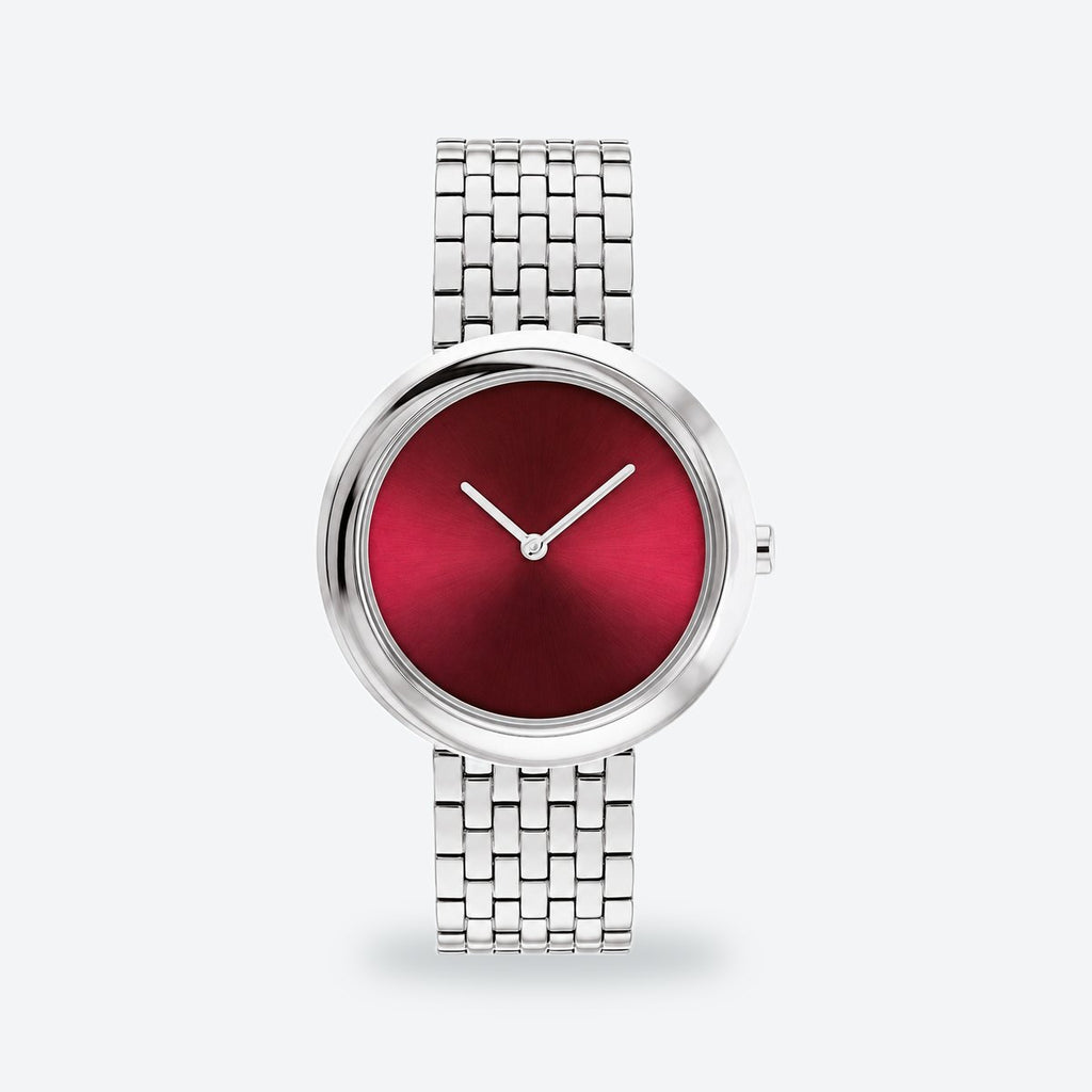 Women's 34mm Cherry Dial Watch, Cherry dial / Silver-tone