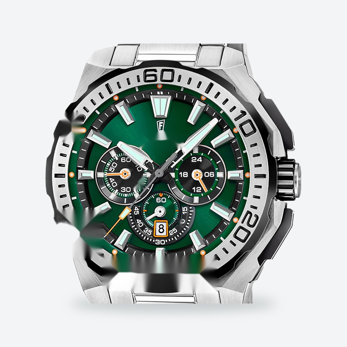 Men's 45.5mm Green Dial Chronograph Watch, view 3