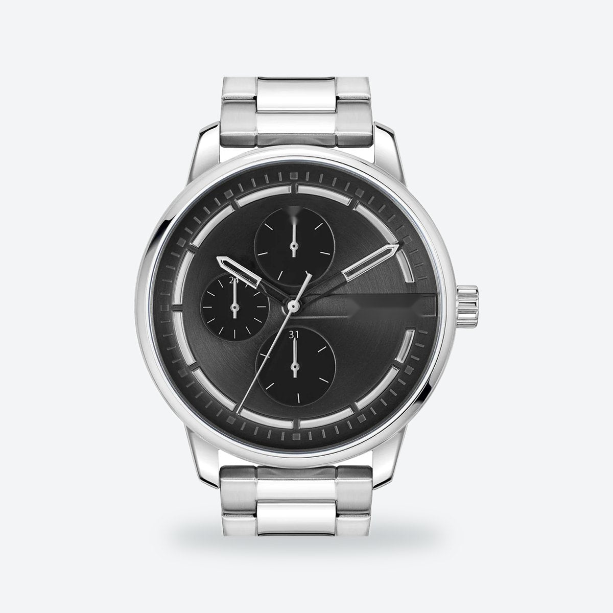 Men's 44mm Black Dial Watch, Metal Bracelet, view 2