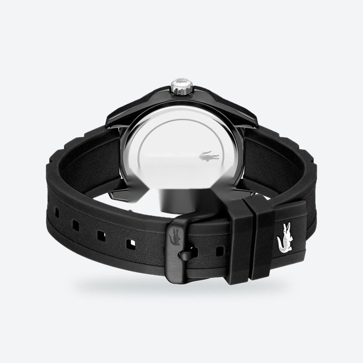 Men's 44mm Black Dial Watch, Rubber Strap, view 4