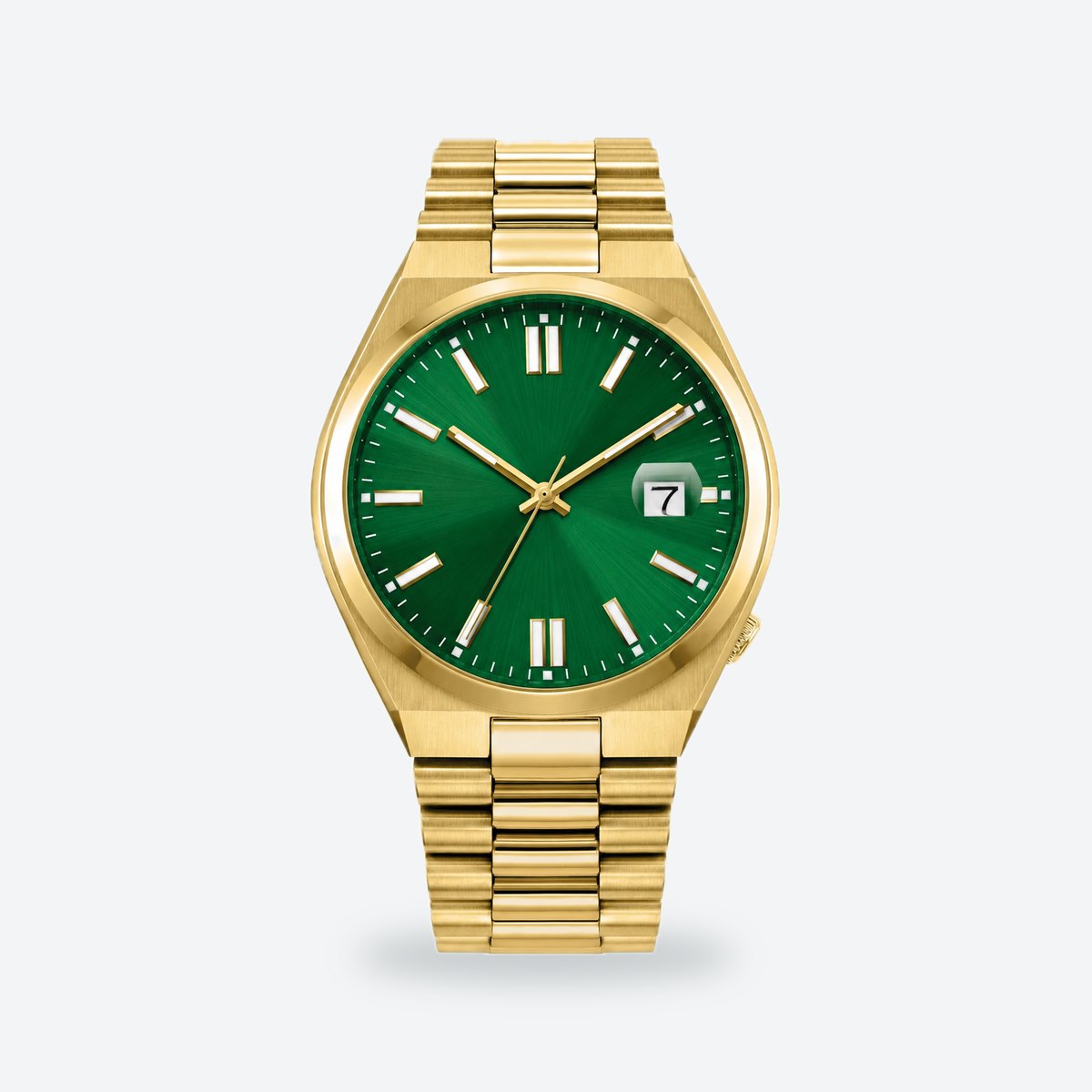 Men's 40mm Red Dial Automatic Watch, Green dial / Gold-tone