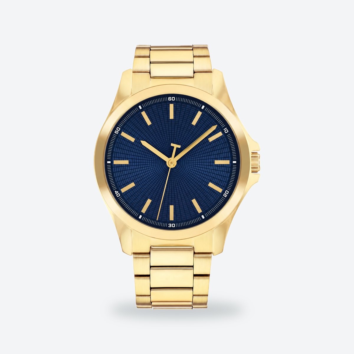 Men's 43mm Blue Dial Watch, Steel Bracelet, Gold-Tone, Blue dial / Gold-tone