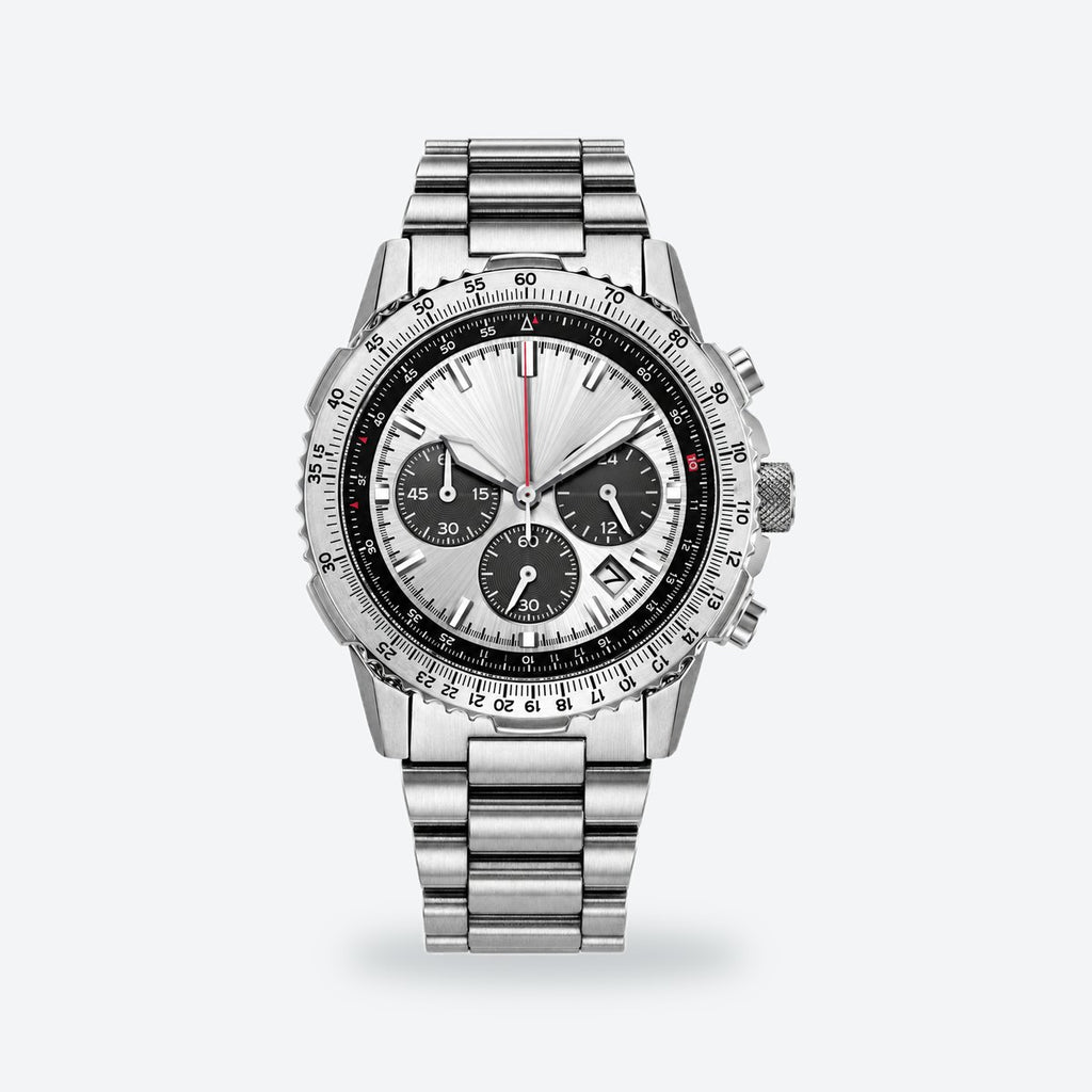 Men's 40mm Green Dial Watch, Steel Bracelet, Style 2, White dial / Silver-tone