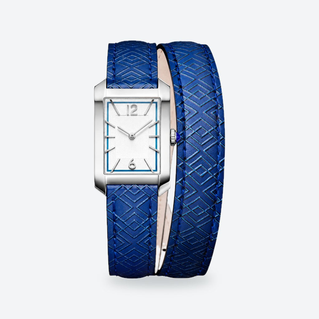 Women's 35mm Blue Dial Watch, Leather Strap, photo
