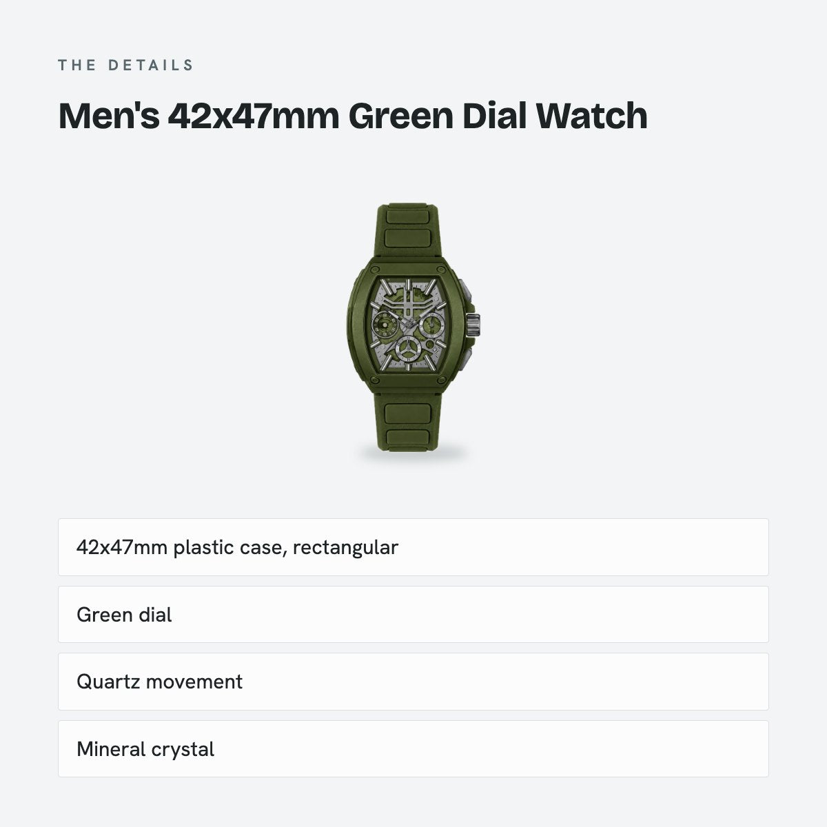 Men's 42x47mm Green Dial Watch, details