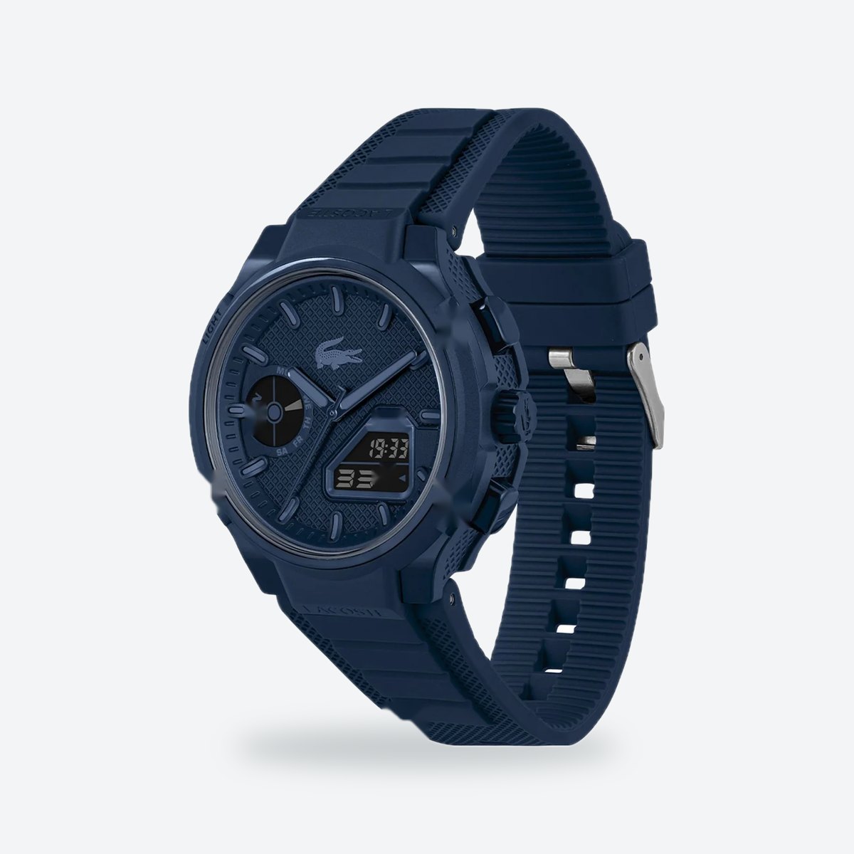 Men's 45mm Blue Dial Watch, Rubber Strap, view 4
