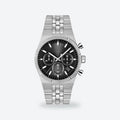 Men's 41mm Black Dial Chronograph Watch, Steel Bracelet, Style 3, Black dial / Silver-tone