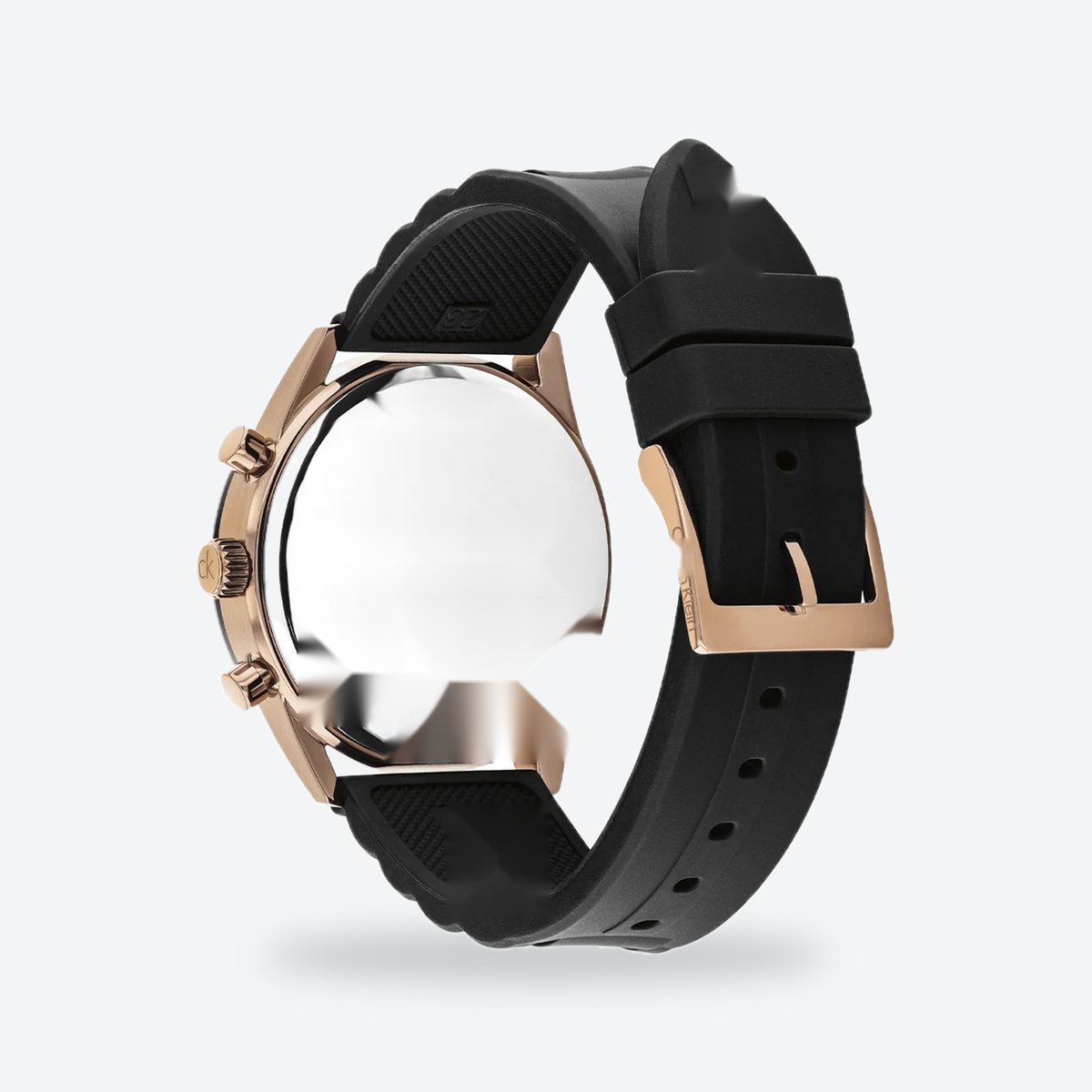 Men's 43mm Black Dial Watch, Rubber Strap, view 5