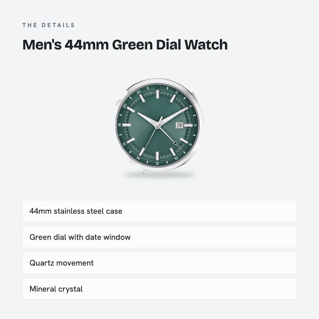 Men's 44mm Green Dial Watch, details