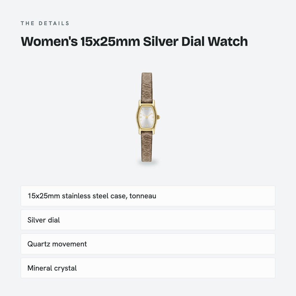 Women's 15x25mm Silver Dial Watch, details