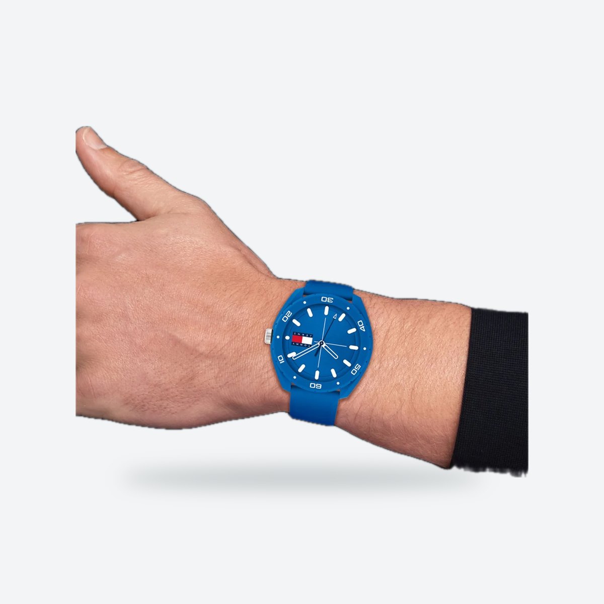 Men's 45mm Blue Dial Watch, Rubber Strap, Style 2, view 5