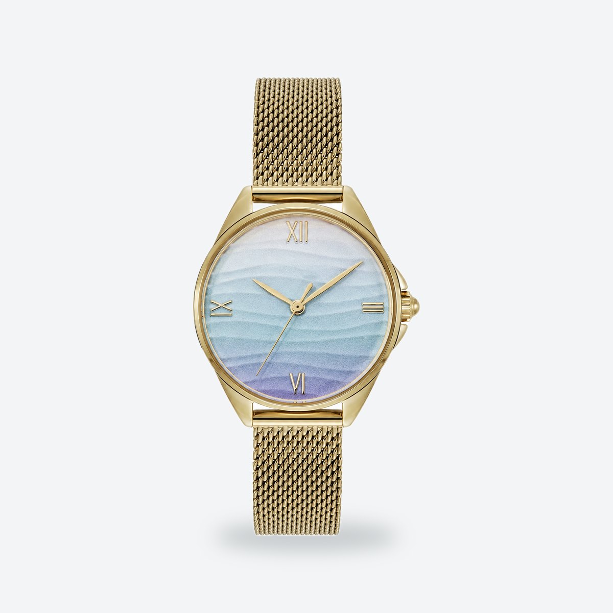 Women's 30mm Green Dial Watch, Blue dial / Gold-tone
