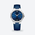 Men's 39mm Blue Dial Watch, Leather Strap, photo