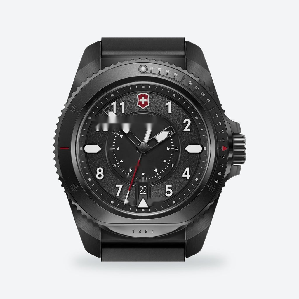 Men's 43mm Black Dial Watch, Rubber Strap, Style 2, view 5