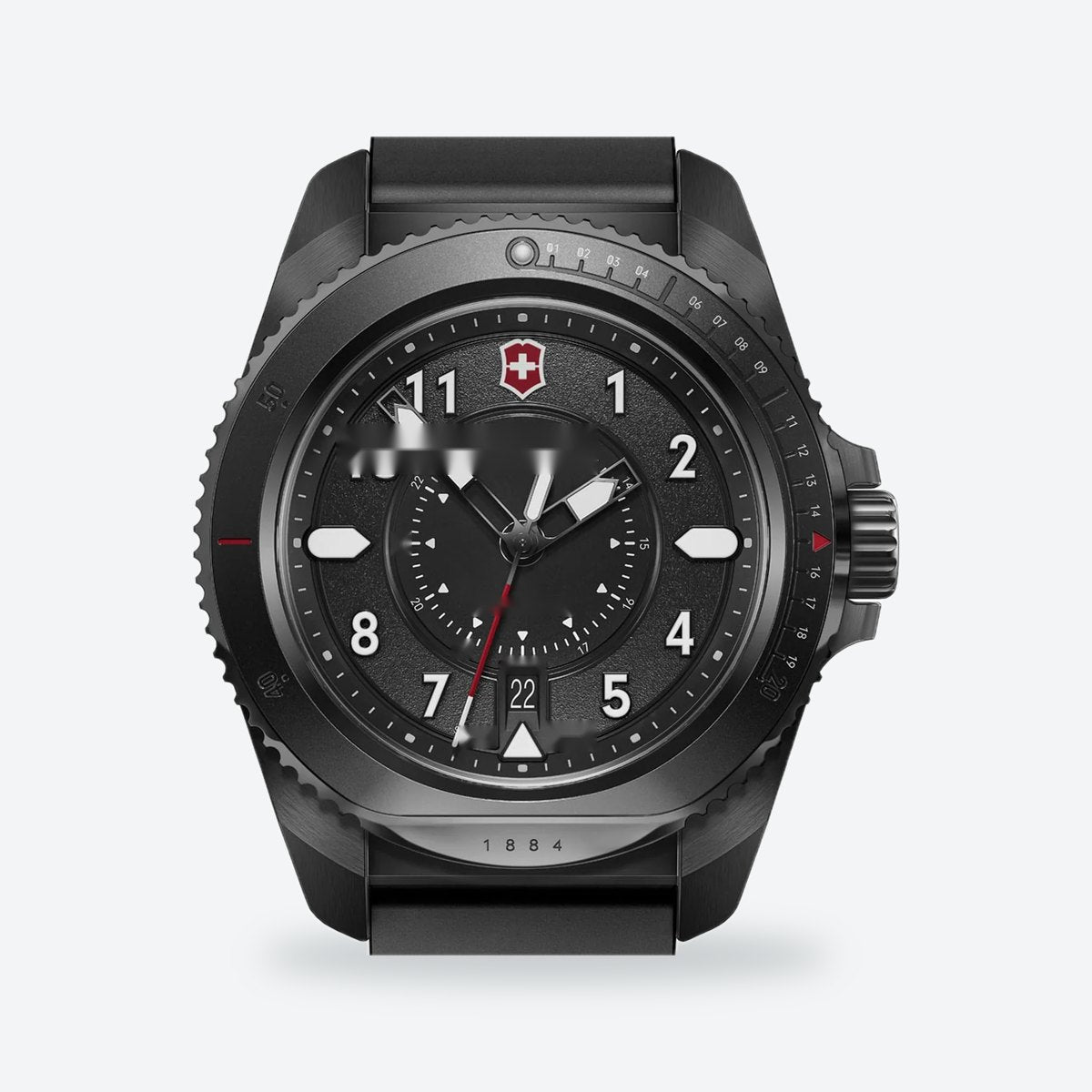Men's 43mm Black Dial Watch, Rubber Strap, Style 2, view 5