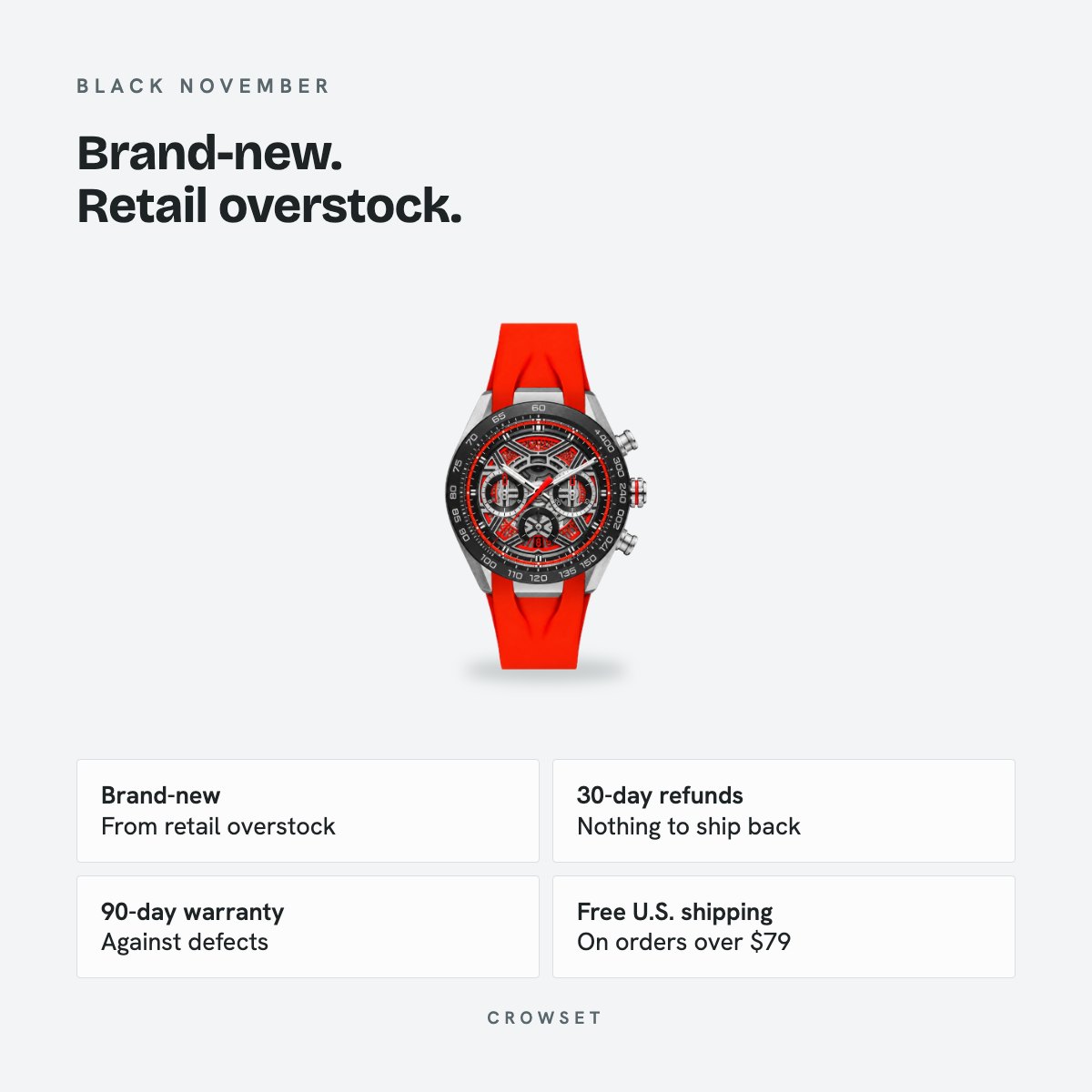Men's 44mm Orange Dial Chronograph Watch, details