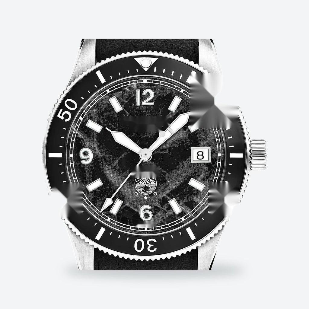 Men's 38mm Black Dial Automatic Watch, Rubber Strap, view 3