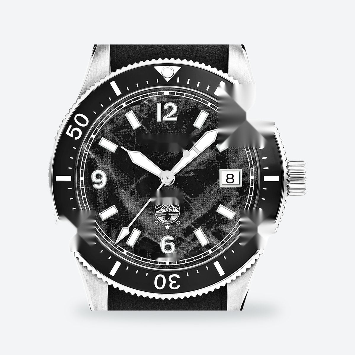 Men's 38mm Black Dial Automatic Watch, Rubber Strap, view 3