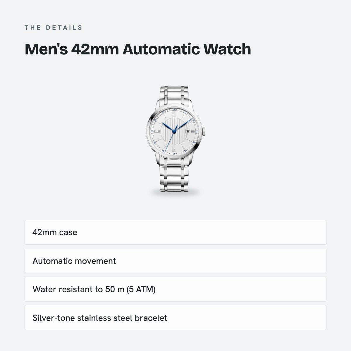 Men's 42mm Automatic Watch, details