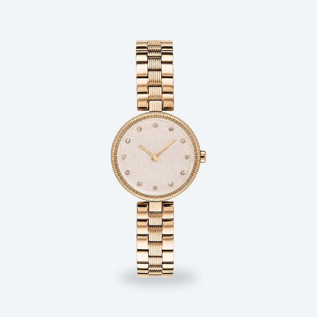 Women's 24mm Gold Dial Watch, Steel Bracelet, Style 2, Rose gold dial / Rose gold-tone