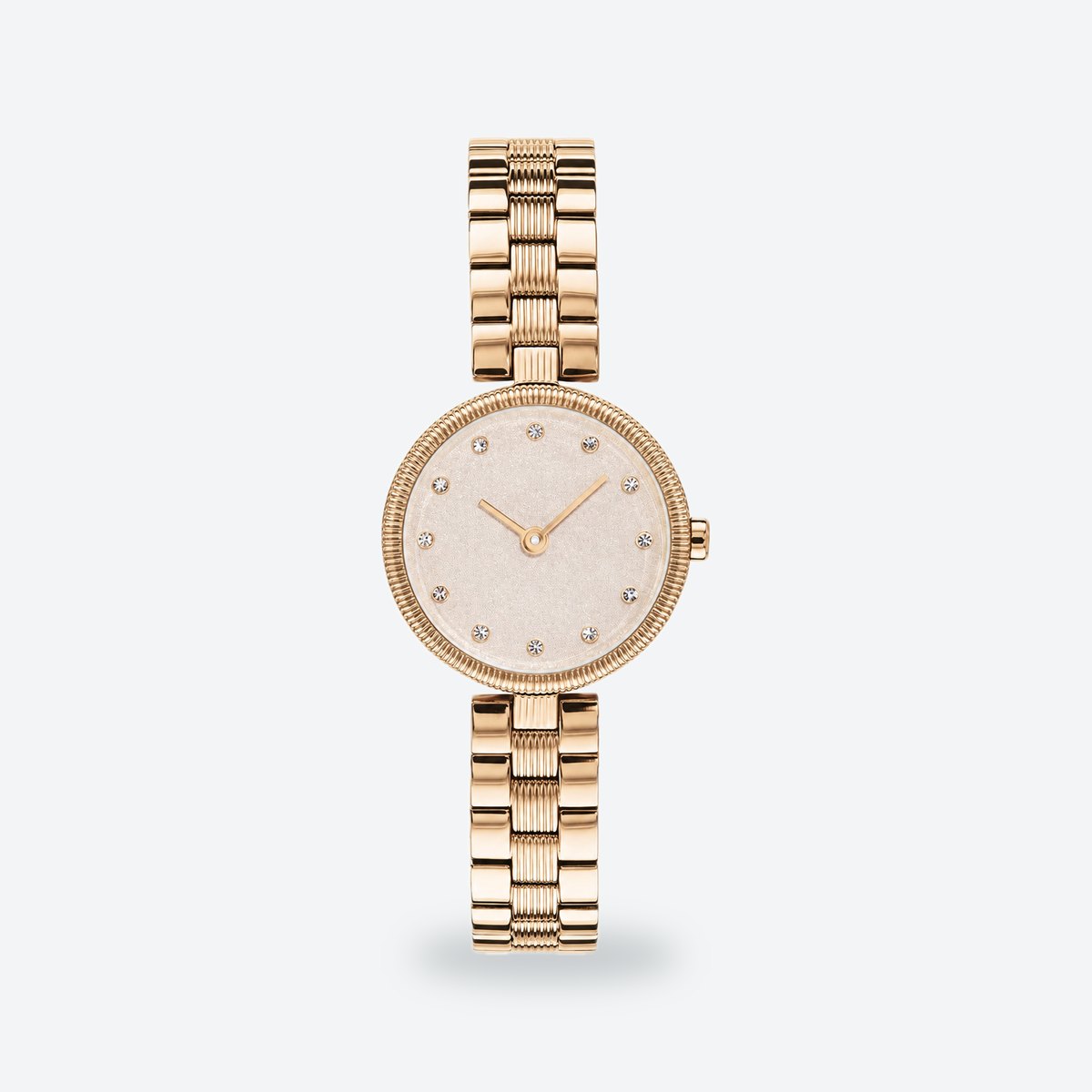 Women's 24mm Gold Dial Watch, Steel Bracelet, Style 2, Rose gold dial / Rose gold-tone