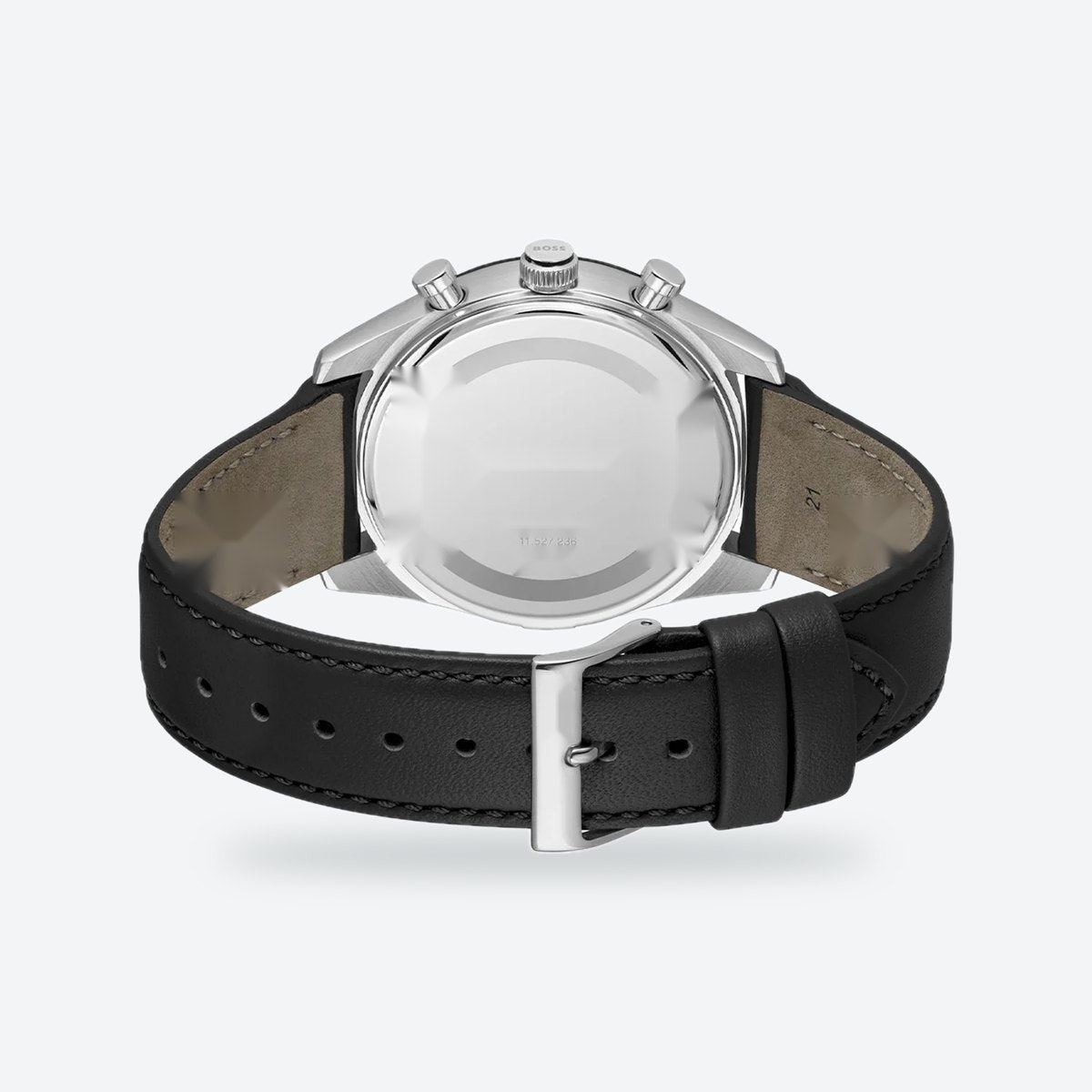 Men's 41mm Black Dial Watch, Leather Strap, view 4