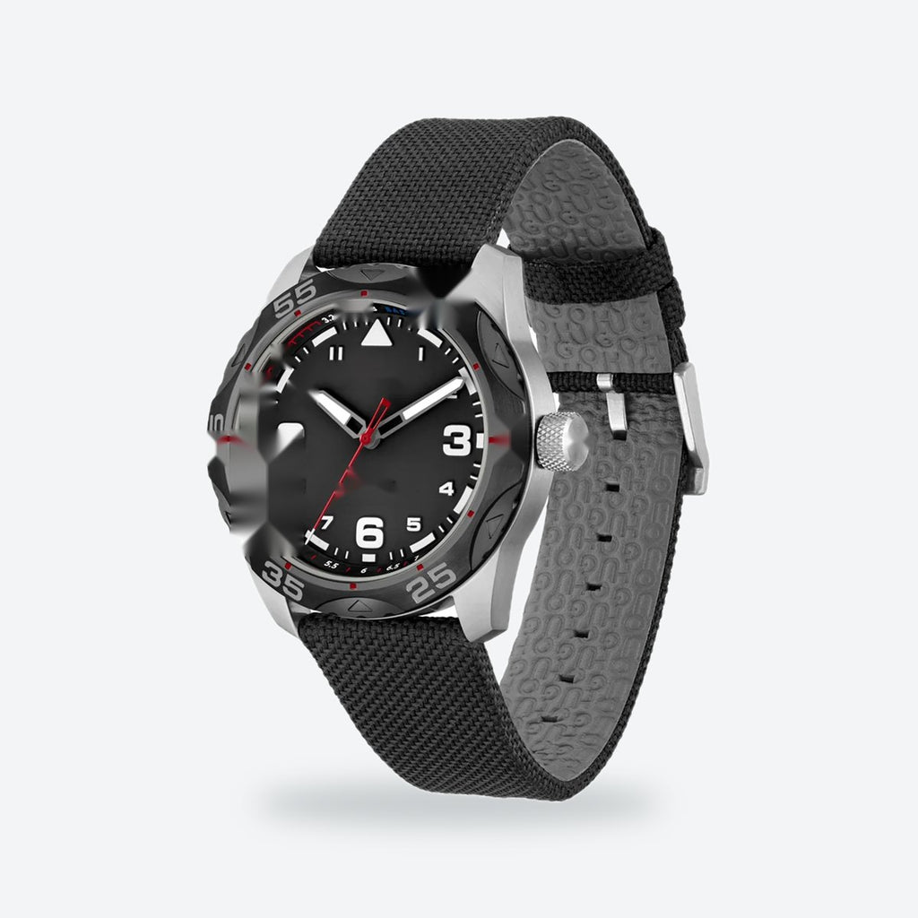 Men's 42mm Black Dial Watch, Nylon Strap, view 3