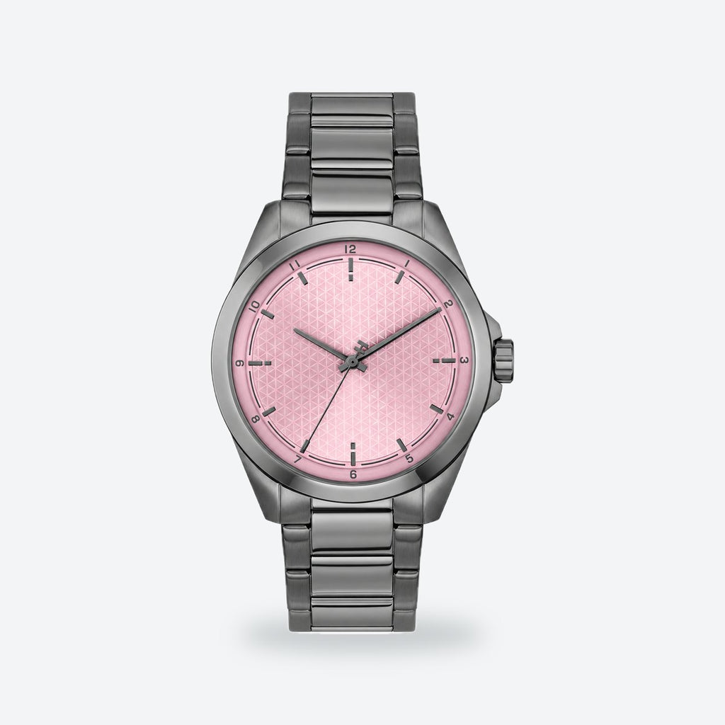 Men's 41mm Green Dial Watch, Steel Bracelet, Pink dial / Grey