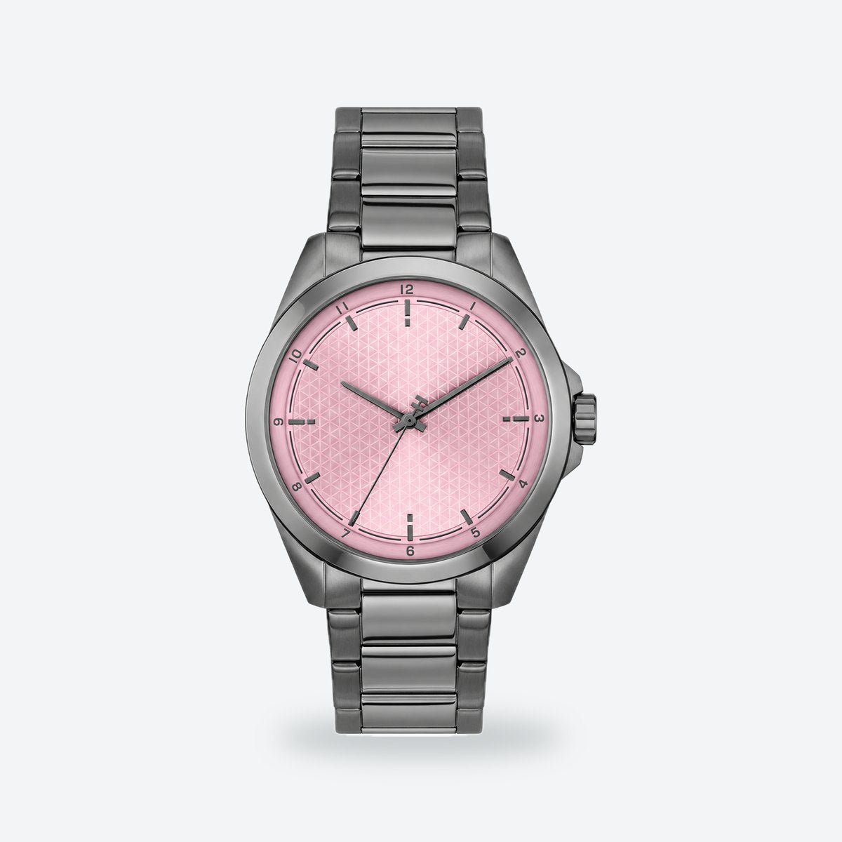 Men's 41mm Green Dial Watch, Steel Bracelet, Pink dial / Grey