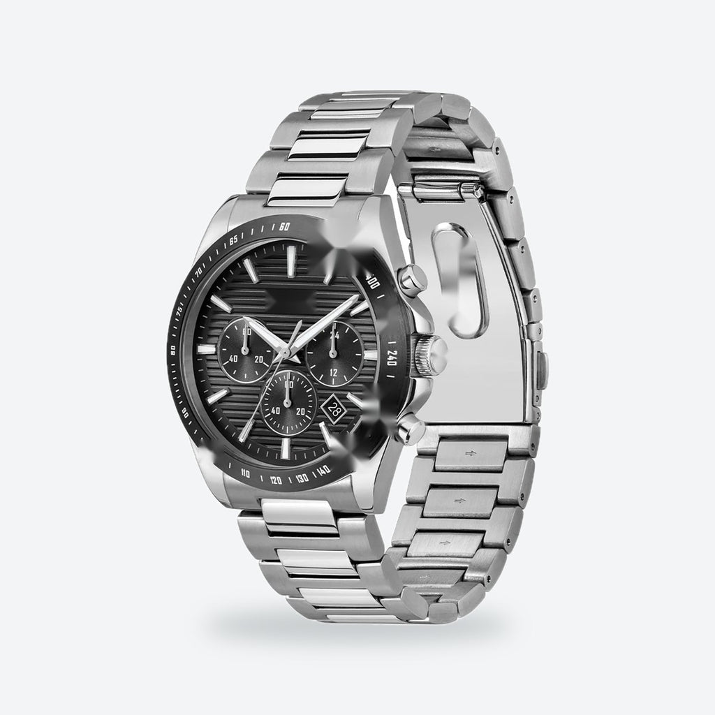 Men's 41mm Black Dial Watch, Steel Bracelet, Silver-Tone, view 3