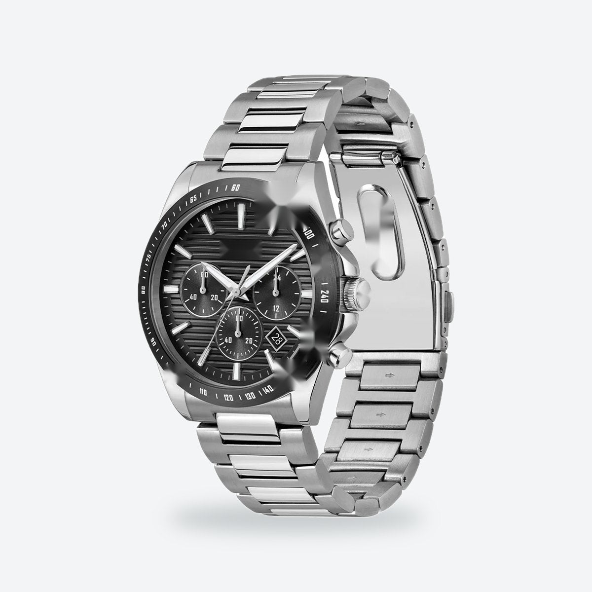 Men's 41mm Black Dial Watch, Steel Bracelet, Silver-Tone, view 3