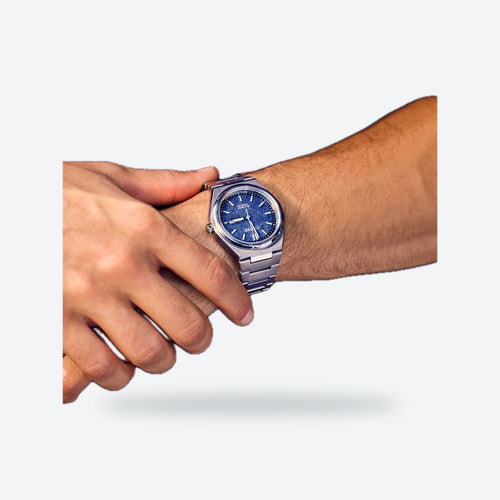 Men's 39mm Blue Dial Watch, Steel Bracelet, view 2