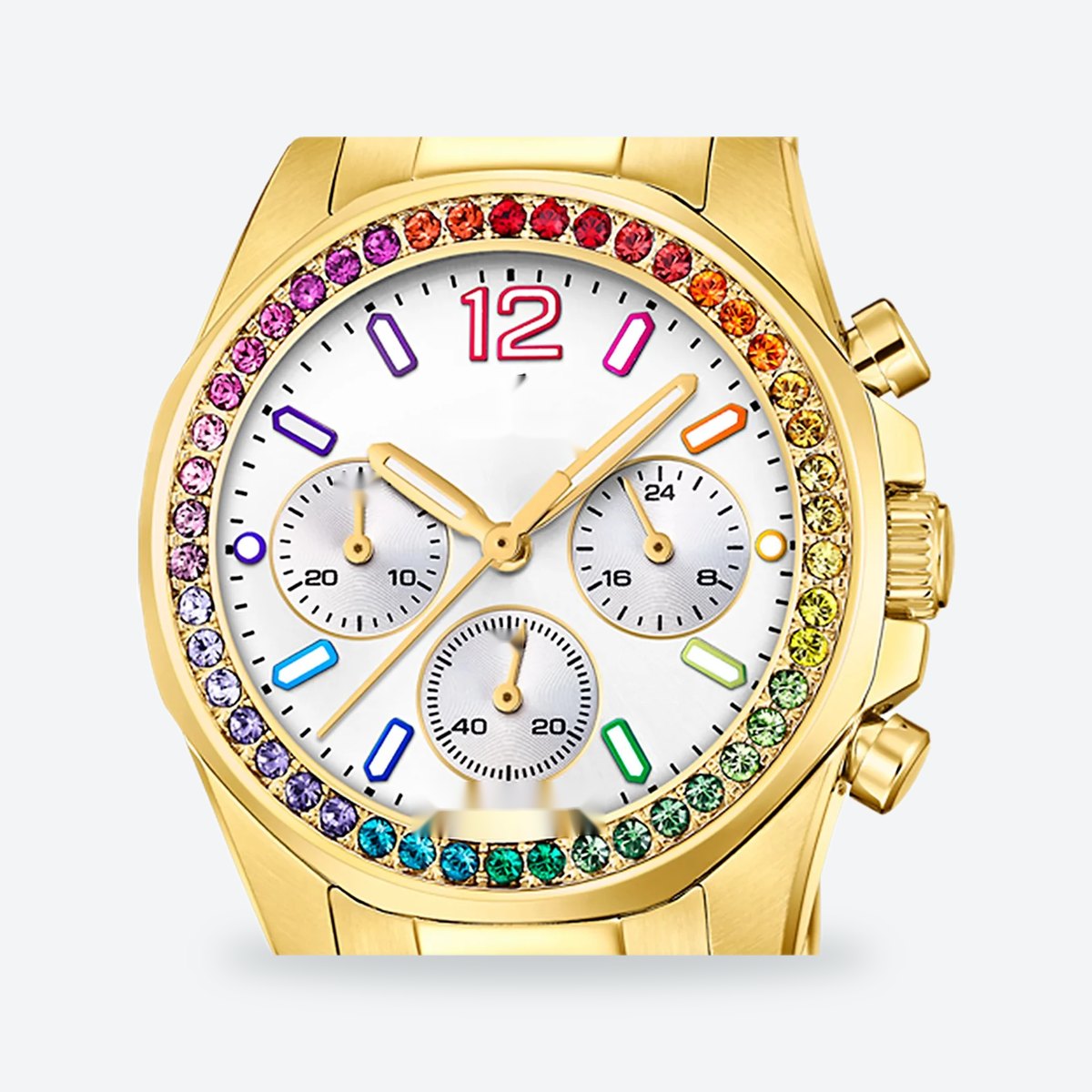 Women's 38mm Silver Dial Chronograph Watch, Steel Bracelet, Gold-Tone, Style 2, view 2