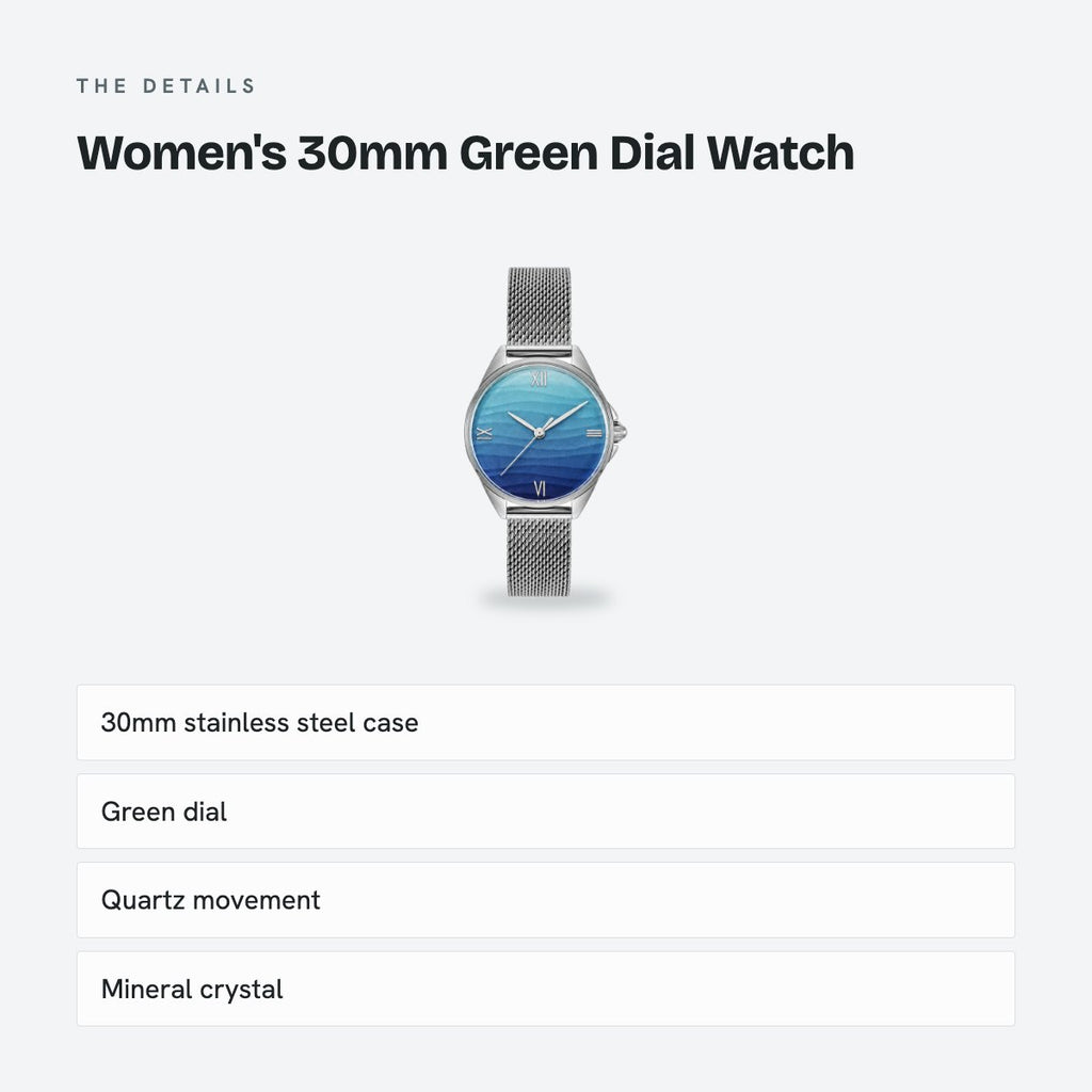 Women's 30mm Green Dial Watch, details