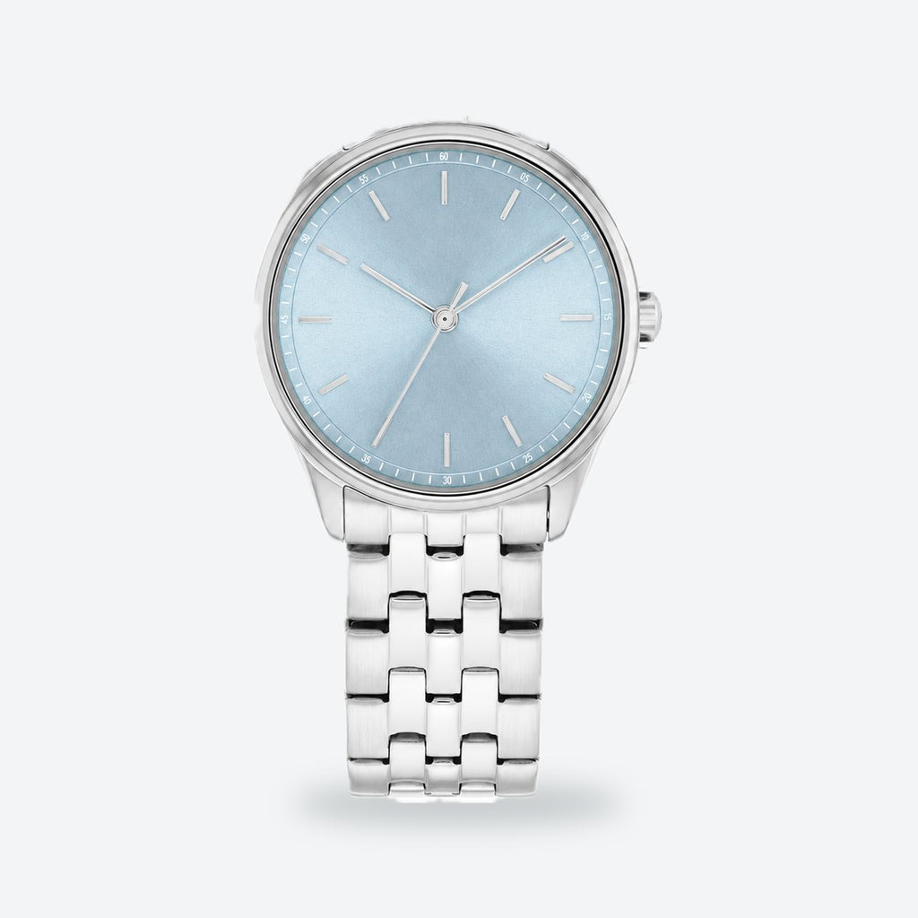 Women's 30mm Pink Dial Watch, Steel Bracelet, Blue dial / Silver-tone