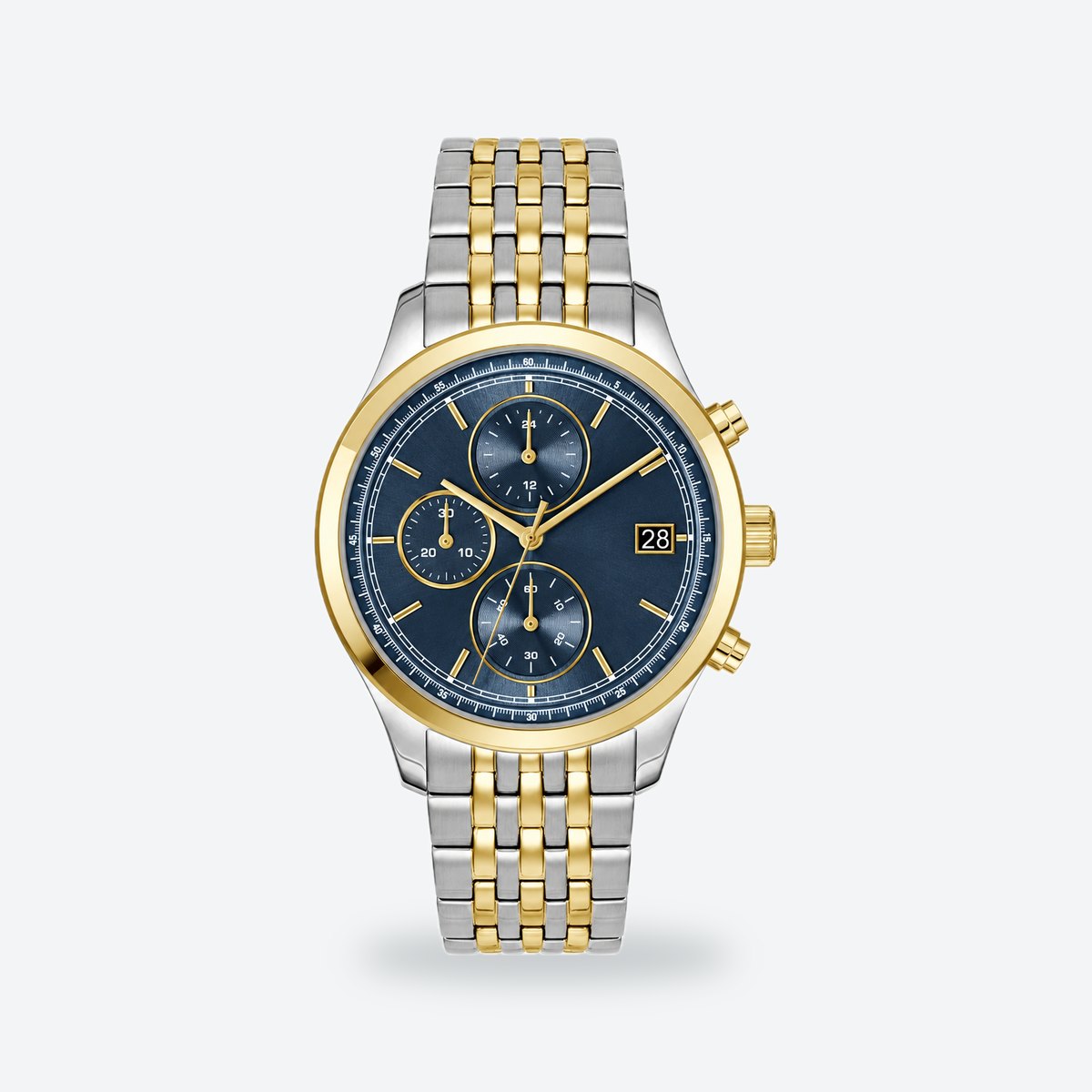 Men's 41mm Green Dial Chronograph Watch, Blue dial / Silver and gold-tone